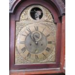 A longcase clock, brass face, 8 day striking movement