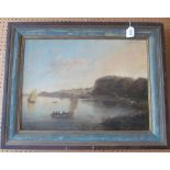 A 19th Century oil on canvas river scene with sailing boats (s/a/f)