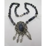 A Mexican sterling silver and Lapis Lazuli pendant on chain
