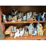 Various animal and other ornaments including a Staffordshire greyhound quill holder (s/a/f) and