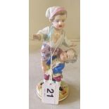 A 19th Century Dresden figure two boys balancing