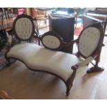 A Victorian style chair back settee and ladies and gent's chairs