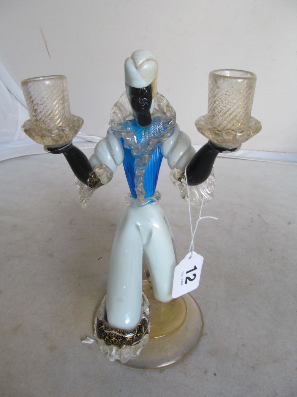 A Murano glass Moorish candlestick