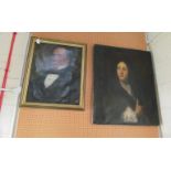 An oil on canvas portrait repaired and oil portrait gent