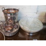 A plated ice bucket, silver plate and quantity of plated cutlery