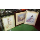 Two Francis Boxall prints, print and watercolour