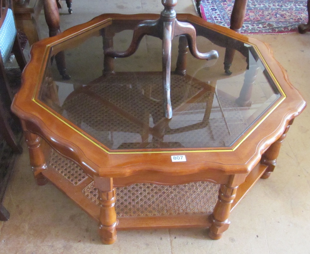 An octagonal coffee table