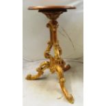 A pair antique gilt wood bases on cabriole legs (feet restored) with later circular tops