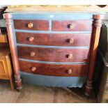 A mahogany Scotch bowfront chest drawers