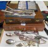 Some plated cutlery in two canteen boxes and other plated cutlery