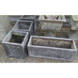 Three square planters and rectangular planter