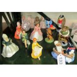 Six Wade Cinderella figures and six Wade Wind in the Willows figures