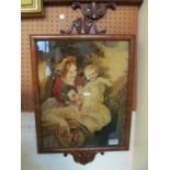 A pair 19th Century moquette pastoral scenes in mahogany carved frames