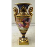 A 19th Century blue and gilt Worcester vase circa 1820 with scene of The Veiled Prophet? of