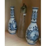 A pair Delft vases and a glass jug