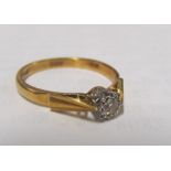 An 18ct gold single stone diamond ring 2.6g, size O
