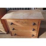 A pine chest of drawers