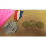 A silver Jubilee medal, Persian coin, purse and coins
