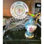 A Limoges jug, plate and some glass