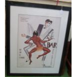 A Josephine Baker advertising poster 'Bar des Folies Africaines', framed