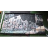 A modern canvas wall hanging Continental town scene