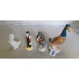 A Beswick model Perfect Pitch, Beswick duck 756-1, another duck and Beswick pig Christopher