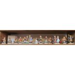 Various Hummel figures children and a group of bird ornaments (slightly a/f)