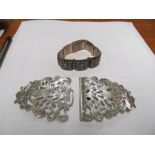 A silver nurses buckle and a Niello bracelet