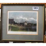 A 19th Century coloured engraving St. Andrews Church, Hove from the sea