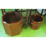 An octagonal wine cooler and a peat bucket