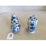 Two small Chinese blue and white vases one decorated dragon the other Geisha