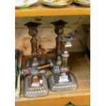 Two pairs plated candlesticks (a/f)