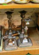 Two pairs plated candlesticks (a/f)