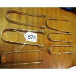 Six pairs silver sugar tongs