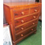 A Victorian chest of two short and three long drawers split in two