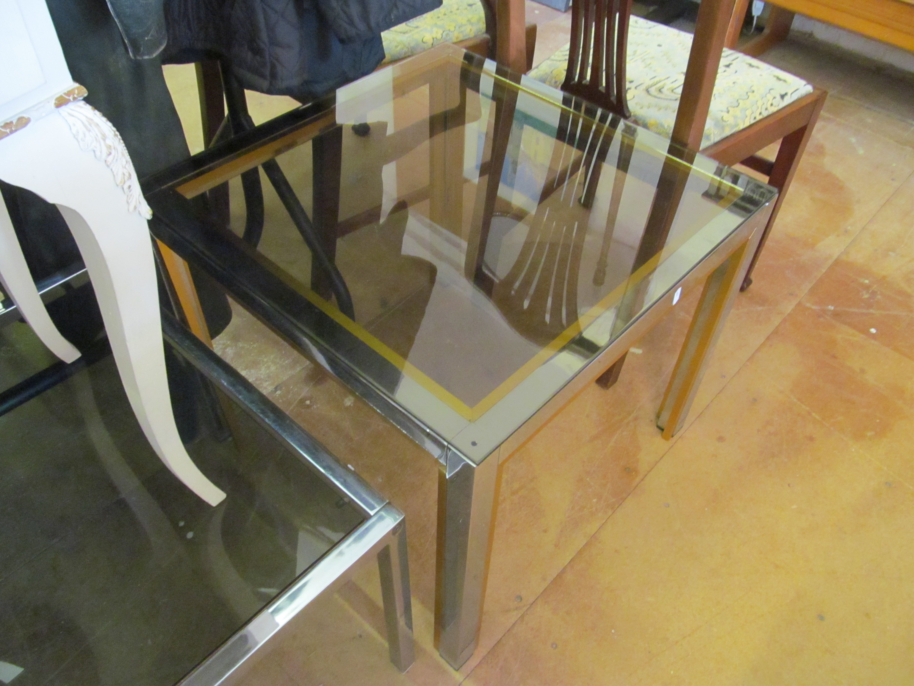 A square glass table and rectangular table - Image 3 of 3