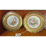 A pair of late 19th Century Vienna plates Juno and Chloris transfer printed with some handpainted