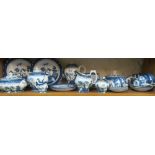 Some blue and white china (a/f)