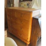 A large pine chest of two short and three long drawers