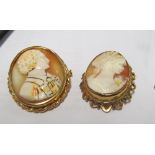 Two small cameo mounted, one with 9ct mount