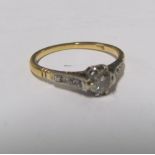 A gold single stone diamond ring 2.3gms, size M/N