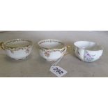 Two Limoges de Havilland floral tea cups and another marked Ecole Sully