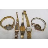 A Rotary watch, 9ct gold watch (not working) and three watches