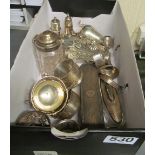 Various silver condiments, napkin rings et cetera