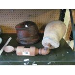A treen hat/kepi former and wig stand