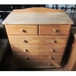 A pine chest of drawers