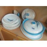 A 1950's Staffordshire Palissy 'Blue Regatta' part dinner service