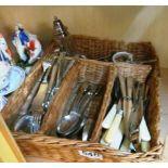 Various plated cutlery and a sugar sifter