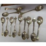 Twelve Shreve 800 silver spoons different finials 4.4gms