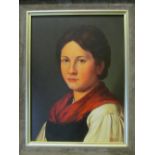 Gustav Lorincz - small oil portrait Austrian girl